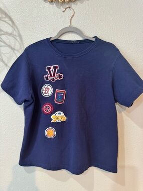 Vtg! Navy Patch Graphic T-Shirt.